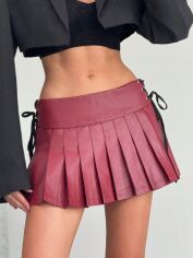Акція на Спідниця зі штучної шкіри жіноча SHEIN GD-00204641 S Бордова від Rozetka