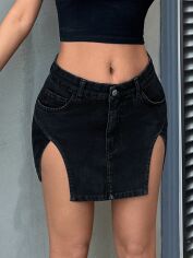 Акція на Спідниця джинсова міні літня жіноча SHEIN GD-00195828 36 Чорна від Rozetka
