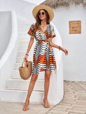 Акція на Плаття коротке літнє жіноче SHEIN GD-00225683 L Різнокольорове від Rozetka
