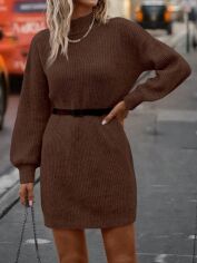 Акція на Сукня осіння жіноча SHEIN GD-00207611 L Коричнева від Rozetka