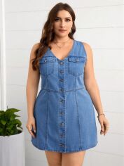 Акція на Плаття джинсове коротке літнє жіноче SHEIN GD-00220573 4XL Блакитне від Rozetka