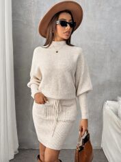 Акція на Сукня осіння жіноча SHEIN GD-00219913 L Кремова від Rozetka