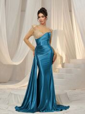 Акція на Сукня осіння жіноча SHEIN GD-00226000 S Бірюзова від Rozetka
