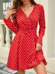 Акція на Плаття коротке осіннє жіноче SHEIN GD-00207618 XL Червоне від Rozetka