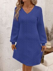 Акція на Плаття міді осіннє жіноче SHEIN GD-00211392 L Синє від Rozetka