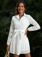 Акція на Плаття-сорочка коротке літнє жіноче SHEIN GD-00206496 L Біле від Rozetka