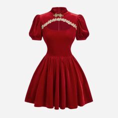 Акція на Плаття вечірнє коротке осіннє жіноче SHEIN GD-00216610 XS Червоне від Rozetka