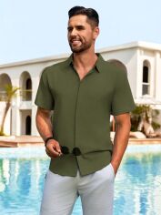 Акція на Сорочка чоловіча SHEIN GD-00129627 XL Хакі від Rozetka