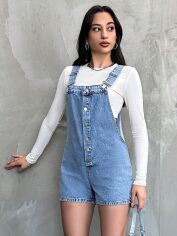 Акція на Напівкомбінезон джинсовий жіночий SHEIN GD-00195900 36 Блакитний від Rozetka