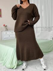 Акція на Костюм жіночий SHEIN GD-00208352 1XL Коричневий від Rozetka