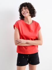 Акція на Футболка бавовняна довга жіноча C&A GD-00192697 XS Червона від Rozetka