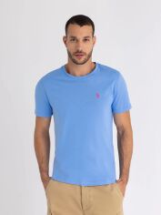 Акція на Футболка бавовняна довга чоловіча U.S. Polo Assn 113904-0400A(SURF SPRING) 2XL Cиня від Rozetka