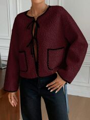 Акція на Куртка демісезонна коротка жіноча SHEIN GD-00205726 L Бордова від Rozetka