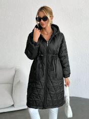 Акція на Куртка демісезонна з капюшоном жіноча Shein GD-00203672 L-Petite Чорна від Rozetka