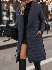 Акція на Куртка демісезонна жіноча SHEIN GD-00198814 M Темно-синя від Rozetka