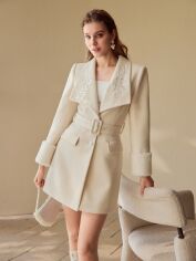 Акція на Пальто осіннє жіноче SHEIN GD-00193330 S Кремове від Rozetka