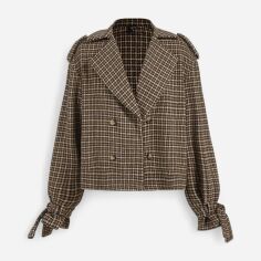 Акція на Пальто осіннє коротке жіноче SHEIN GD-00214059 S Коричневе від Rozetka