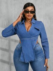 Акція на Топ жіночий SHEIN GD-00211062 0XL Синій від Rozetka
