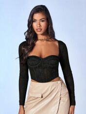 Акція на Топ жіночий SHEIN GD-00222070 S Чорний від Rozetka