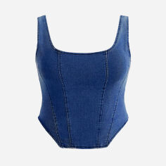 Акція на Топ джинсовий жіночий SHEIN GD-00192747 1XL Темно-синій від Rozetka