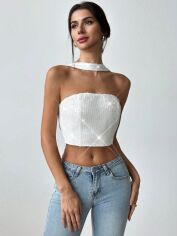 Акція на Топ жіночий SHEIN GD-00196727 XS Срібний від Rozetka