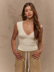 Акція на Топ жіночий SHEIN GD-00214985 S Кремовий від Rozetka