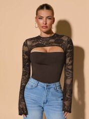 Акція на Лонгслів жіночий SHEIN GD-00210269 M Коричневий від Rozetka