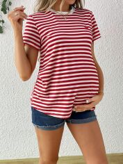Акція на Футболка для вагітних SHEIN GD-00216626 XL Червона від Rozetka