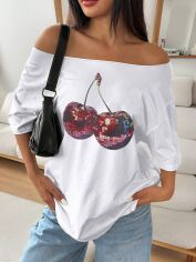 Акція на Футболка оверсайз довга жіноча SHEIN GD-00215229 S Біла від Rozetka