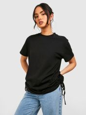 Акція на Футболка бавовняна довга жіноча Boohoo GD-00188304 6 Чорна від Rozetka