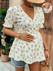 Акція на Футболка довга жіноча SHEIN GD-00213348 S Кремова від Rozetka