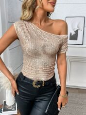 Акція на Футболка довга жіноча SHEIN GD-00214360 M Кремова від Rozetka