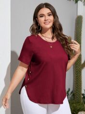 Акція на Футболка жіноча SHEIN GD-00213852 3XL Бордова від Rozetka