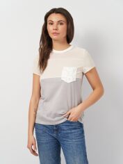 Акція на Футболка жіноча Desigual 10014.1 XS (40) Біло-сіра від Rozetka