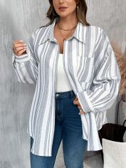 Акція на Сорочка оверсайз жіноча SHEIN GD-00219131 4XL Темно-синя від Rozetka