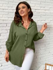 Акція на Сорочка оверсайз жіноча SHEIN GD-00219150 0XL Зелена від Rozetka