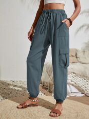 Акція на Штани жіночі SHEIN GD-00208849 XL Сірі із блакитним від Rozetka