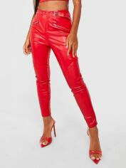 Акція на Штани з штучної шкіри жіночі Boohoo GD-00188200 4 Червоні від Rozetka