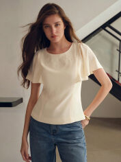 Акція на Блузка жіноча SHEIN GD-00201087 L Кремова від Rozetka