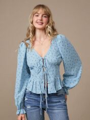 Акція на Блуза жіноча SHEIN GD-00227938 XS Блакитна від Rozetka