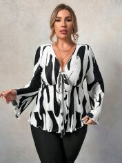 Акція на Блузка жіноча SHEIN GD-00227488 2XL Чорна з білим від Rozetka