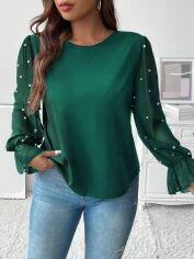 Акція на Блузка жіноча SHEIN GD-00203394 0XL Зелена від Rozetka