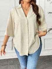 Акція на Блузка жіноча SHEIN GD-00207672 2XL Кремова від Rozetka