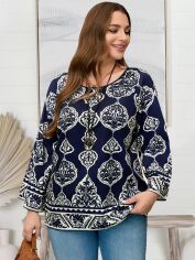 Акція на Блузка жіноча SHEIN GD-00217559 2XL Темно-синя від Rozetka