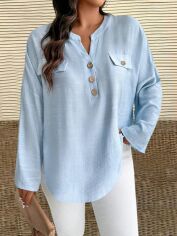 Акція на Блузка жіноча SHEIN GD-00211785 5XL Синя від Rozetka