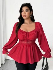 Акція на Блузка жіноча SHEIN GD-00214219 2XL Бордова від Rozetka