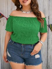 Акція на Блузка жіноча SHEIN GD-00228471 0XL Зелена від Rozetka
