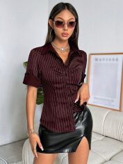 Акція на Блузка жіноча SHEIN GD-00226373 XL Бордова від Rozetka