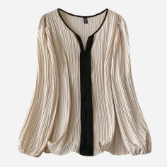 Акція на Блузка жіноча SHEIN GD-00201902 4XL Кремова від Rozetka
