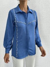 Акція на Блузка жіноча SHEIN GD-00220601 XL Синя від Rozetka